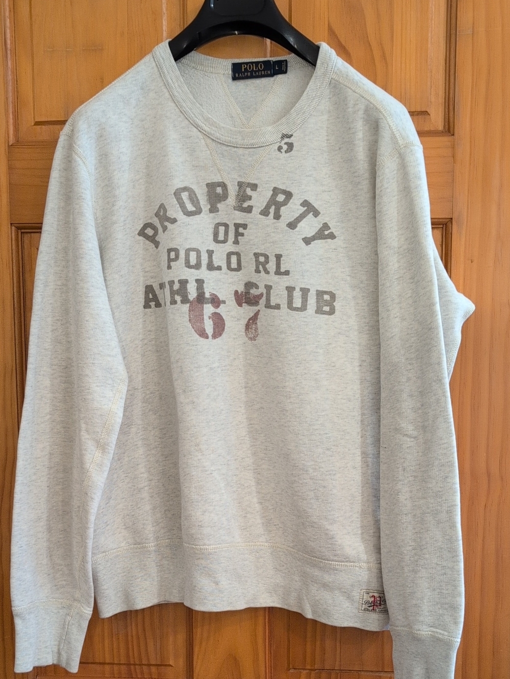 Polo by Ralph Lauren Light Gray Crewneck with Faded Athletic Print